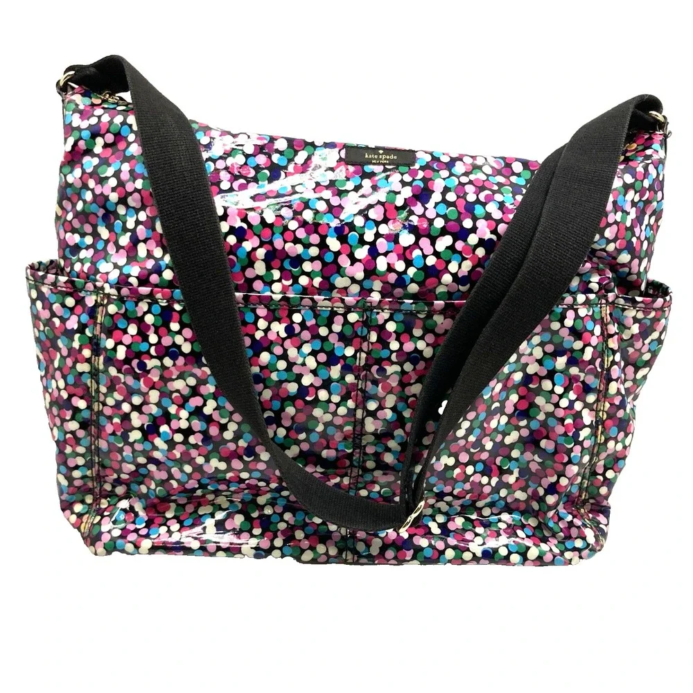 K♠️ EUC Baby Bag Multicolor Confetti Dot with Black Straps